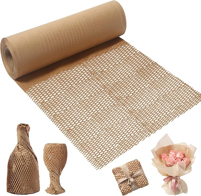 Brown Honeycomb Paper Packaging, 30cm X 30M Brown Packing Paper for Moving and Wrapping, Paper Bubble Wrap Great Alternative to All Plastic Packaging Wraps