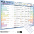 2025 Wall Planner Set Large A1 (90 x 58cm) Laminated Folded Thick Wall Calendar Includes Marker & Glue Dots for Mounting Runs Jan - Dec by Glacient