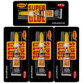 4 Pack SuperGlue - 3g Fastest & Toughest Adhesive Instant Repair Super Glue All Purpose - Strong Super glue for Hard Plastic, Rubber, Metal, Leather, Ceramics, Wood, DIY Craft & as Shoe Glue