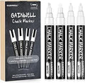 GAINWELL White Liquid Chalk Markers 3mm and 6mm Nibs - Use on Chalkboard, Whiteboard, Glass - 4 Pack - Water Based Wet Wipe Erasable Pen