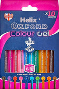 Helix Oxford Colour Gel Pens (x10 Pack Assorted Colours) with Plastic Free Packaging, 10 Count (Pack of 1)