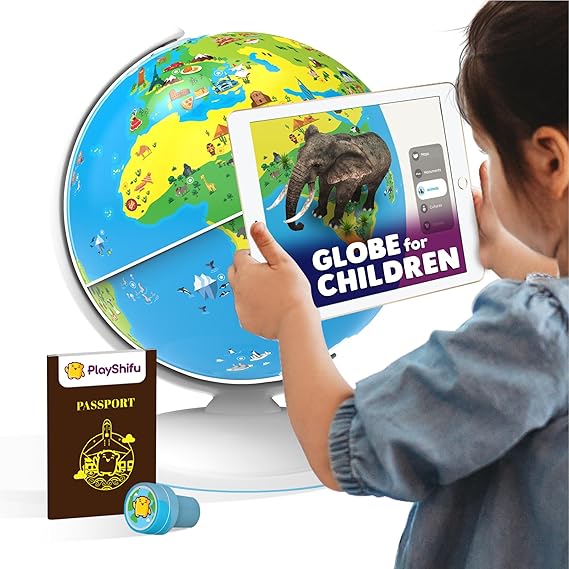 Shifu PlayShifu Educational Globe for Kids, Orboot Earth (+ App) Interactive AR World, 400 Wonders, 1000+ Facts, STEM Toy Gifts for Kids 4-10 Years, No Borders, No Names on Orboot Globe