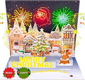 Musical Christmas Card w Lights, Play Wish You A Merry Christmas Music Xmas Cards, 3D Greeting Cards w Envelope for Family Members