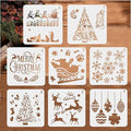 BTORER 8Pcs Reusable Christmas Stencils, 5.1inches Holiday Xmas Drawing Template Chris-tmas Stencils for Painting on Wood Silce DIY Crafts Ornaments Chris-tmas Tree, Christmas Gifts