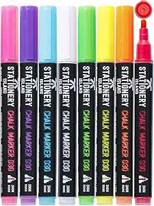 STATIONERY ISLAND Chalk Pens for blackboard, Liquid Chalk Markers for Chalkboard and Glass, Wipeable Chalk pens for Window Drawing,8 Colours