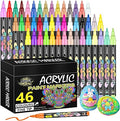 Acrylic Paint Pens,46 Colours Acrylic Pens for Rock Painting Fabric Glass Pebbles Stone Metal Wood Ceramic,Water-Based Permanent Paint Pens Markers with 0.7mm Extra Fine Tip