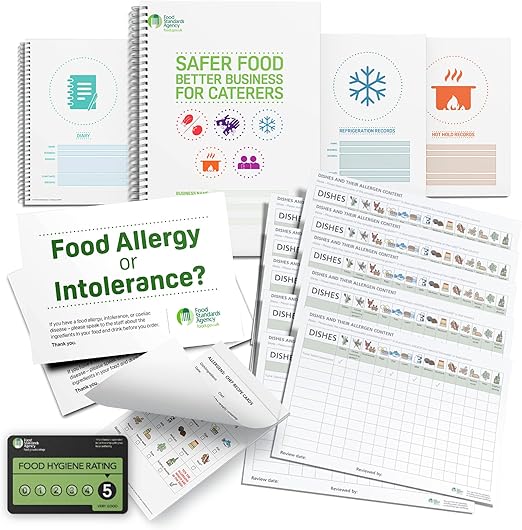 Safer Food Better Business 2026 with Food Safety Book, 13 Month Diary, 2 x Allergen Posters and Content Sheets & More for Caterers Restaurants Takeaways