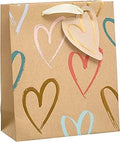 UK Greetings | Medium Gift Bag for Her/Friend | Party Bags for Presents | Birthdays/Weddings/Valentine's Day/Mother's Day | Kraft Hearts Design | 19 x 23 x 9 cm