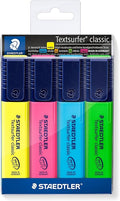 STAEDTLER 364 WP4 Textsurfer Classic Highlighter - Assorted Colours (Pack of 4)