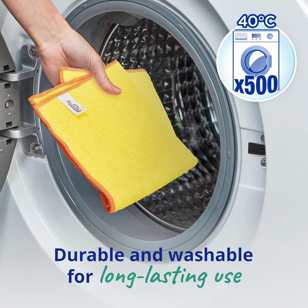 Spontex Microfibre Cleaning Cloths, 4-Pack, 30×30 cm, Assorted Colors