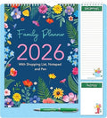 Star Online 2026 Calendar Family Home Organiser Year Planner with 5 Column Layout Gift Floral & Leaf Design - Purple Flower