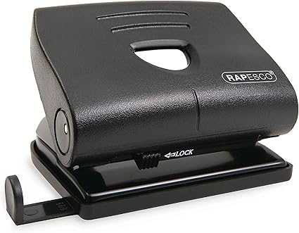 Rapesco PF8700B1 820-P 2-Hole Punch with Antibacterial Protection, 22 Sheet Capacity, Black