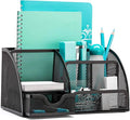 OKPOW Mesh Desk Organizer Desk Tidy Pen Holder 6 Components Office Supply Pen File Holder Home Office Storage Compartment (Upgrade Black)