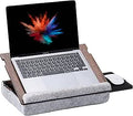 Vigo Wood Laptop Tray - Ergonomic Design with Cushioned Bottom and Mousepad Drawer - Adjustable Height for Comfortable Work Anywhere - Ideal for Home Office, Sofa, Bed (Walnut)