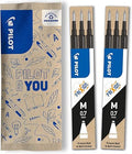 PILOT Frixion 0.7 Refills - Set of 2 x 3 Frixion Erasable Refills - Compatible with Frixion Ball and Frixion Clicker - Frixion Refills in Black - Medium - Gel Rollerball Refill