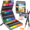 Gunsamg 80 Felt Pens for Painting Sketching Highlighting,Colouring Pens for Adults Coloring Books,Dual Tip Brush Pen Set with Colouring Book and Postcard Greeting Cards - Gift for Creative Soul…