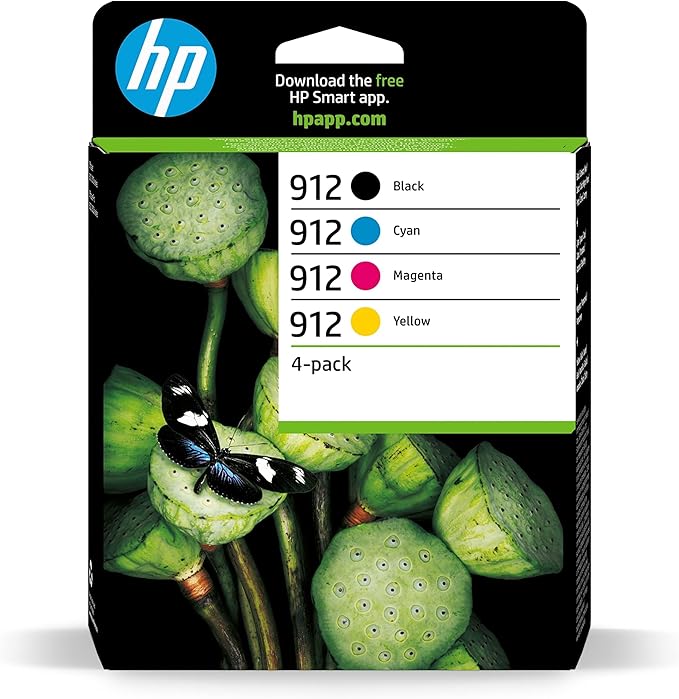 HP 6ZC74AE 912 Original Ink Cartridges, Black/Cyan/Magenta/Yellow, Multipack
