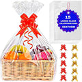 MAARA 15 Large Cellophane wrap Bags For Hampers (50CMX70CM / 20"X27") Clear Hamper Basket Gift Bags With 20 Pull Bows, Clear Wrapping Cellophane For Presents Packaging