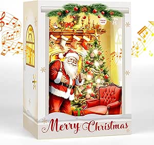 Christmas Cards, Pop Up Santa Christmas Card, Musical Merry Christmas Card, Christmas Gifts for Women Men Kids Husband Wife Mom Dad, Christmas Greeting Card with Envelopes