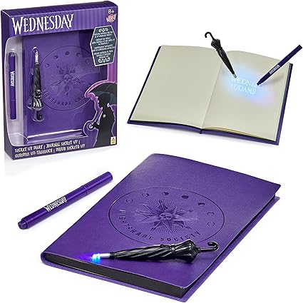 WOW! STUFF Wednesday Addams Secret Diary | Unlock Invisible Secrets using the UV Light included | Premium Nevermore Notebook and Pen Set | For Fans of Netflix Series | Official Licensed by MGM