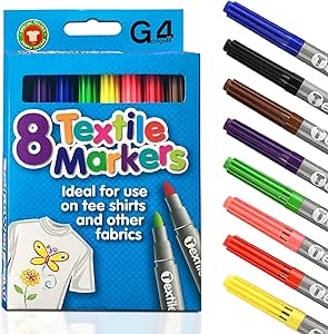 G4GADGET Pack of 8 Quality Colored Fabric Markers T Shirt Pens Fabric Pens Marker Pen Textile Markers 4.8mm Bullet Tips