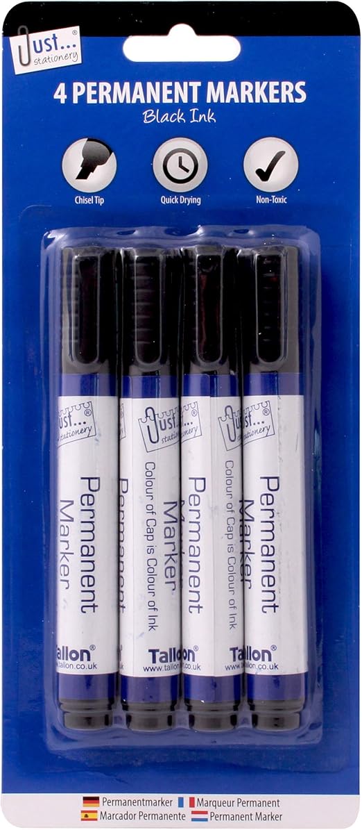 Just stationery Chisel Tip Permanent Marker - Black (Pack of 4) 1156