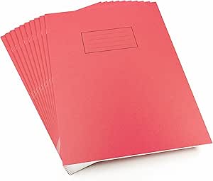 Silvine A4 Red Exercise Book, Lined With Margin - 80 Pages (Pack of 10)