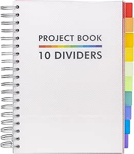 Pukka Pad B5 Project Book with 10 Repositionable Dividers for Organization – 400 Perforated Pages of 80GSM Paper – 200 Sheet Notebook for School, Office, and Home – White, 190 x 250mm