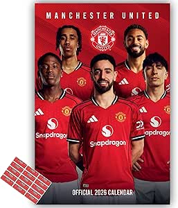 Manchester United Calendar 2026 Official Man U A3 Wall Calendar Football Gift Present with FREE Organising Stickers Included