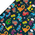 Glick Luxury Roll Wrap - Dinosaur Wrapping Paper, Perfect for Gift Wrapping, Multi-colour, Blue - 2M x 700MM