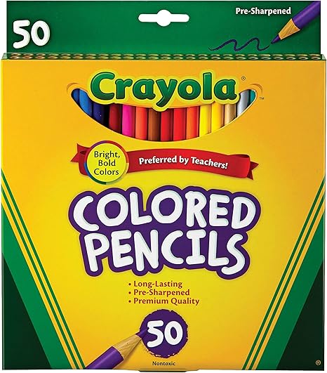 CRAYOLA Colored Pencils Art Tools 50 Count Perfect for Art Projects and Adult Coloring