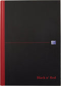 Oxford Black n' Red, A4 Notebook, Casebound, Hardback, 192 Pages, Single Notepad