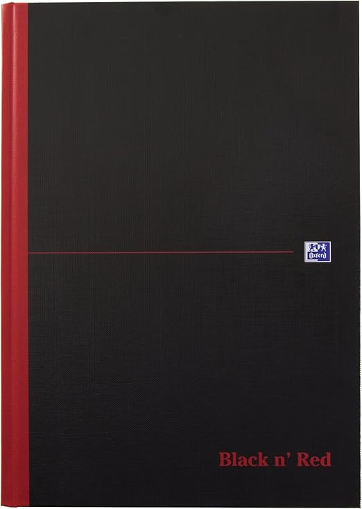 Oxford Black n' Red, A4 Notebook, Casebound, Hardback, 192 Pages, Single Notepad