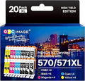 GPC Image 20-Pack 570XL 571XL Ink Cartridges Compatible for Canon 570 571 Ink Cartridges for Canon PIXMA MG5750 MG5751 MG5700 MG5500 TS6050 MG6800 MG6850 MG6851 TS5000 TS5050 (4PGBK/4BK/4C/4M/4Y)