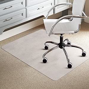 Office Chair Mat for Carpeted Floor 90x120cm PVC Floor Mat Non-Slip Pointed Waterproof Plastic Chair Mat Carpet Protector for Low, Standard and Medium Pile Carpets (Rectangle Pointed)
