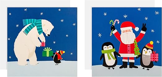 Hallmark Kids Multipack Christmas Cards, Pack of 30 in 2 Cute Designs, Simply for You Collections, Winter, Blue
