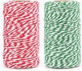 G2PLUS Wrapping String, Green and Red String Twine for Gift Wrapping, DIY Crafts, Holiday Tags and Decorations, 2x100M