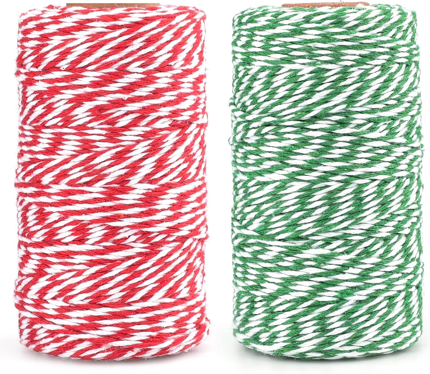 G2PLUS Wrapping String, Green and Red String Twine for Gift Wrapping, DIY Crafts, Holiday Tags and Decorations, 2x100M
