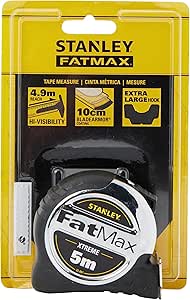 STANLEY FATMAX Xtreme 5m Tape Measure, 32mm Wide Blade Length, 4m Stand Out, XL End Hook, Blade Armour, Mylar Coated Blade, 0-33-887