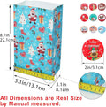30 Pcs Christmas Paper Bags,Flat Bottom Party Bags,6 Christmas Elements Themed Design with 30 Pcs Stickers for Xmas Party, Birthday and Classroom