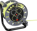 Masterplug Pro-XT Four Socket Open Cable Reel Extension Lead with Winding Handle, Thermal Cut Out and Power Switch, 25 Metres High Visibility Cable, Green