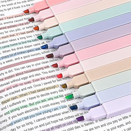 Highlighters, Highlighters Pens,Pastel Highlighter,Assorted Colors Marker Pens for Journal, Bible, Notes, School, Office (Style A)