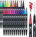 AKARUED Dual Tip Brush Pens: 24 Colouring Pens for Adults Colouring Book, Felt Tip Pen Art Markers, Art Supplies Fineliner Brush Marker for Calligraphy Drawing