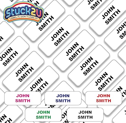 120 Personalised Stick On Name Labels for Clothes Kids, No Iron Just Peel and Stick! Suitable for School Uniform, Name Tags, Care Home, Washing Machine Proof, Dishwasher Proof,