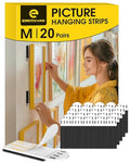 Emitever Picture Hanging Strips Heavy Duty M-20 Pairs (40 Strips), Holds up to 5.4 KG, No Damage Picture Adhesive Strips, Hook and Loop Mounting Tape Black