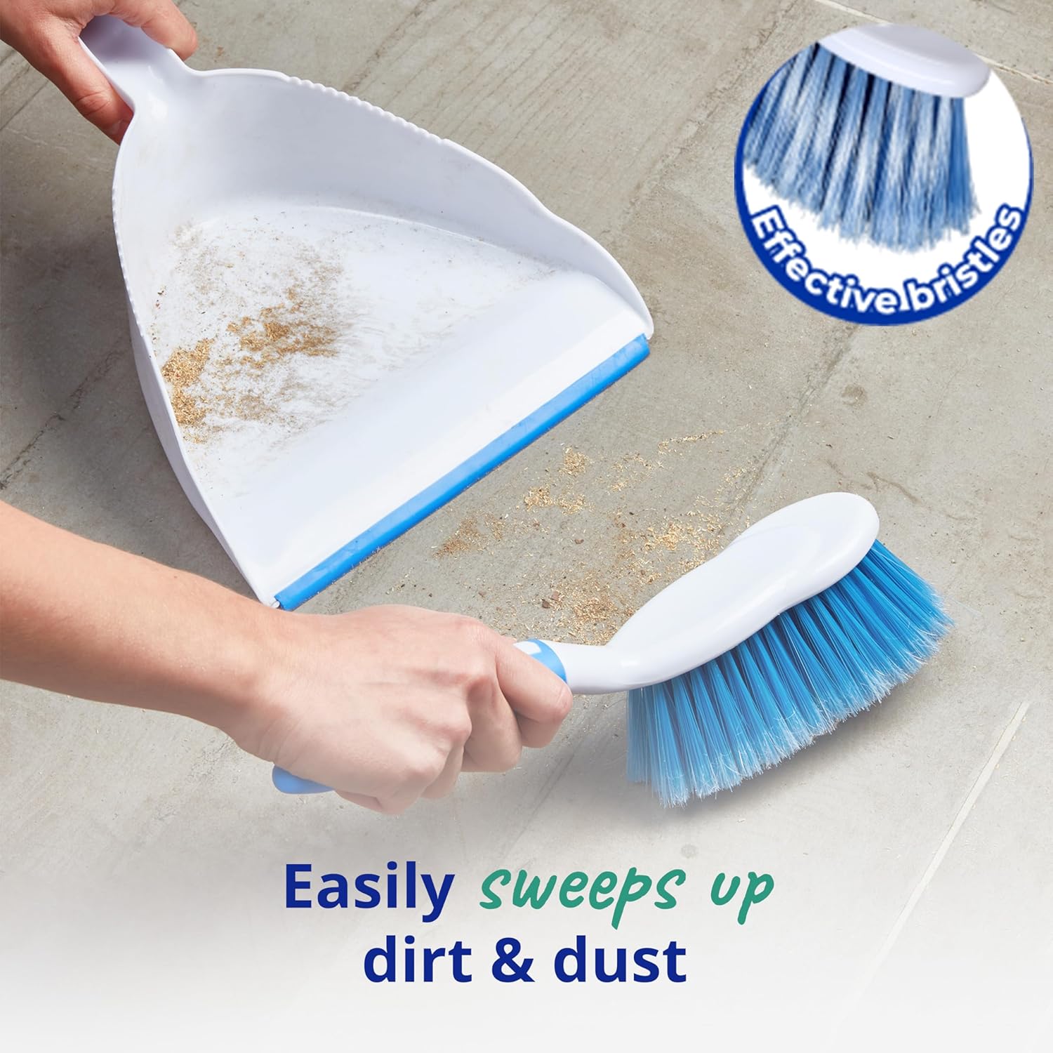Spontex Dustpan & Brush Set, Large Capacity, Durable Bristles, Lightweight