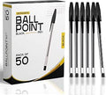 G4GADGET Pack of 50 Black Pens - Medium Tip Fluent Smooth Writing Black Biro Ballpoint Pens