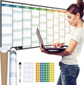 2023 Wall Planner Set 118 x 42cm Thick & Laminated Wall Calendar Includes Pen Eraser & Stickers Black Background for Family School Office by Glacient