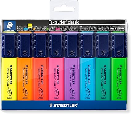 STAEDTLER 364 WP8 Textsurfer Classic Highlighter Pen - Assorted Colours (Wallet of 8)