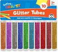 SOL 10pk Kids Glitter Tubes in 10 Assorted Vibrant Colours - Fine Glitter for Arts and Crafts, Slime, Card Making, Nail Art, and Decorations - Easy-Pour Shaker Pots for Kids and Adults